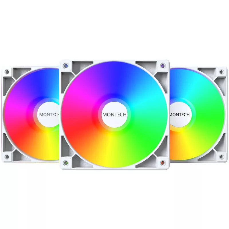 Case fan pack Montech GF120 PWM ARGB 3-in-1 — 120mm PWM fans with ARGB lighting