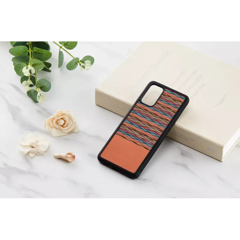 Phone case man and wood for Samsung Galaxy S20+ — brown check with black trim