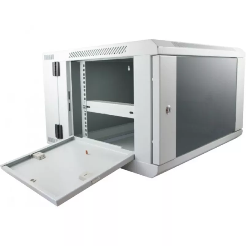 ALLNET SMB6612 12U 19-Inch Grey Floor Rack Cabinet with Glass Door, 600x600mm
