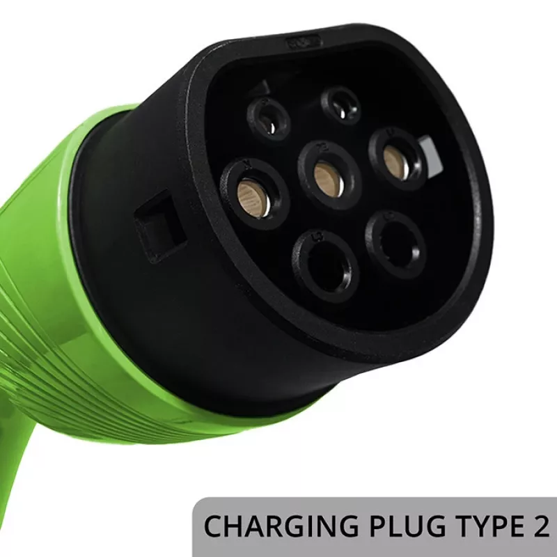 Electric car charger QOLTEC Mobile EV 2in1 Type2 11 kW 400 V Wi‑Fi TUYA SMART LIFE LCD portable wallbox 5 m cable