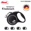 Retractable dog lead Flexi Black Design M, tape leash, 5 m, for medium breeds (10–25 kg), max load 20 kg