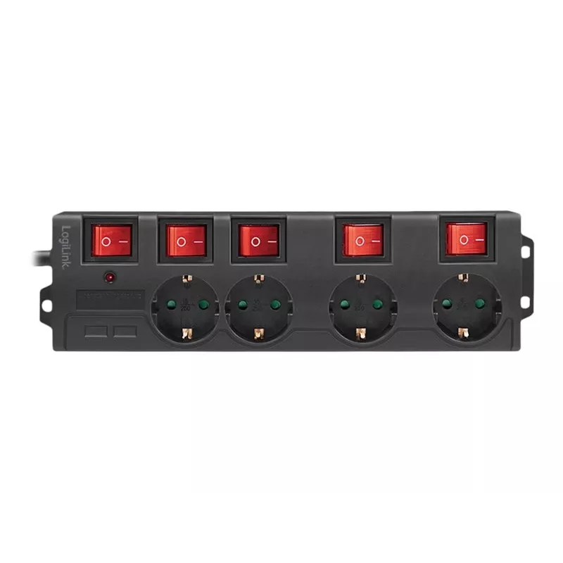 Power Extension LogiLink LPS251 1.5m 4 AC Outlets Indoor Black