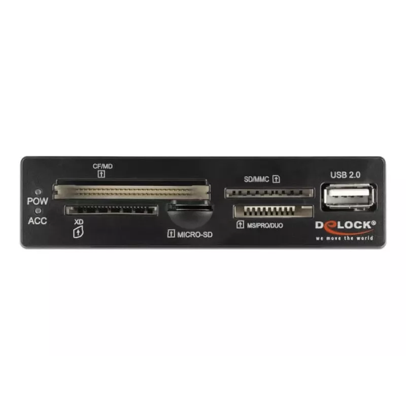 DeLOCK 91708 Card Reader USB 2.0 Internal Black Grey CF SD MicroSD