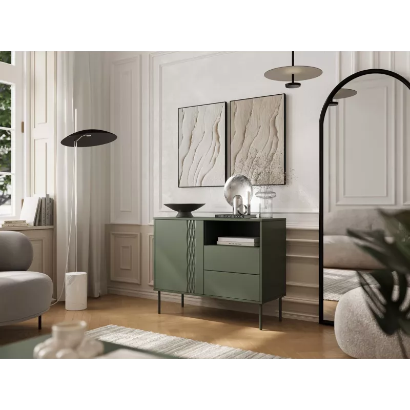 1D2S TRESSE chest of drawers 100x40x75 matte green