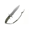 Fixed knife cinema classic CC-H5 Rambo V — Survival knife, steel blade 230 mm, overall length 385 mm, polymer green handle, leather sheath