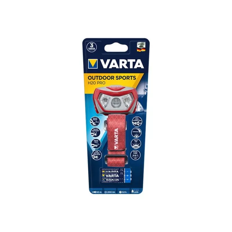 Headband flashlight Varta Outdoor Sports H20 Pro Grey Red