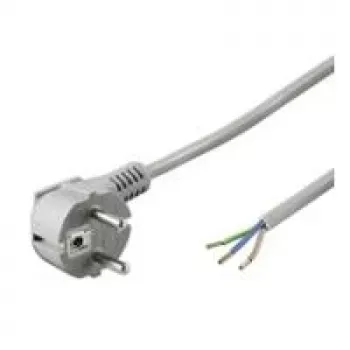 Wentronic Goobay Grounded Power Cable Angled for custom assembly, 1,5 m, Grey - Type F (Type F, CEE 7/7) > loose cable ends (93975)