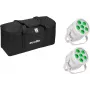 LED Par Light EUROLITE Silent Par 6 QCL Floor 2x with Soft-Bag — compact floor QCL LED par, 2 units, transport bag