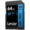 SDXC flash memory Lexar 64 GB UHS-I 800xPRO — Class 10, U3, V30, 150 MB/s
