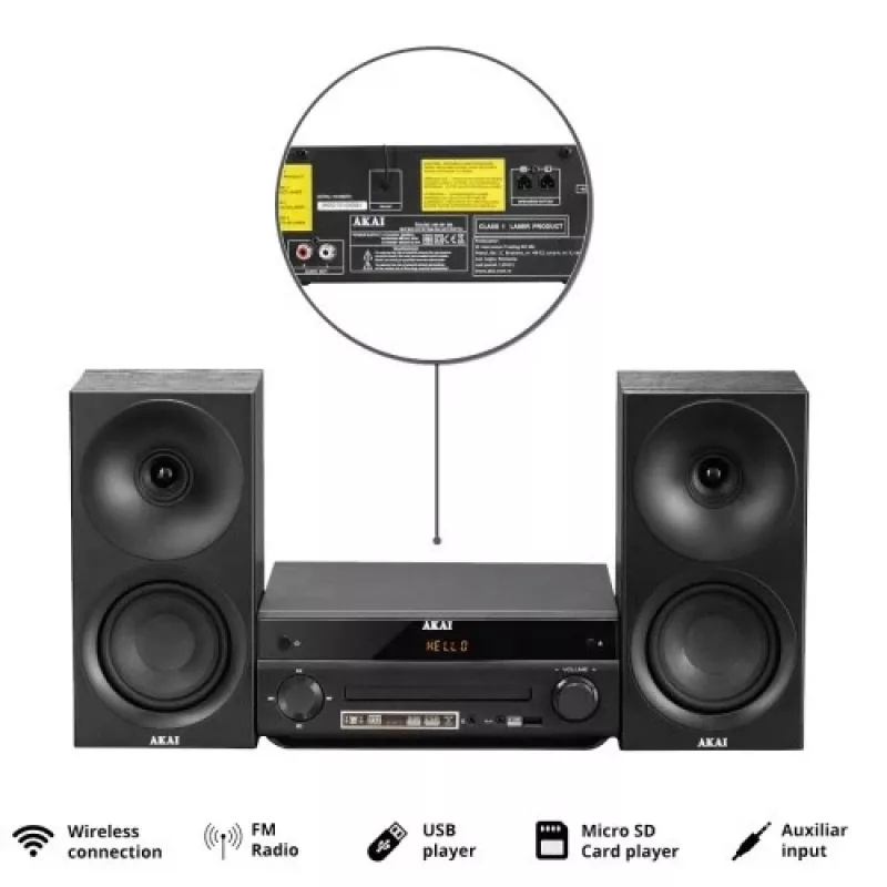 Audio system AKAI AM-301 BK music center — compact home audio unit