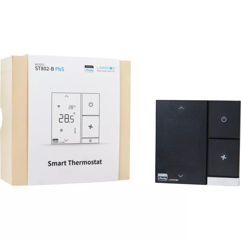 Smart HVAC thermostat Shelly LinkedGo Black — digital Wi‑Fi (802.11b/g/n), 87×87×35 mm