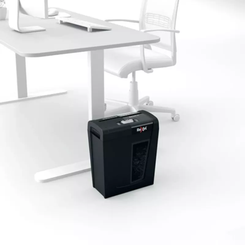 Paper shredder REXEL Secure X8 — cross-cut P-4, 4x40 mm, 8-sheet capacity, 14 L bin, black