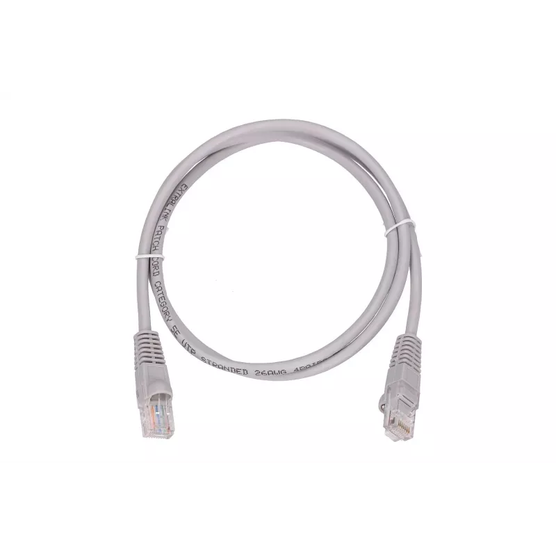 LAN patchcord Extralink Cat5e UTP 1 m, RJ-45 to RJ-45, grey