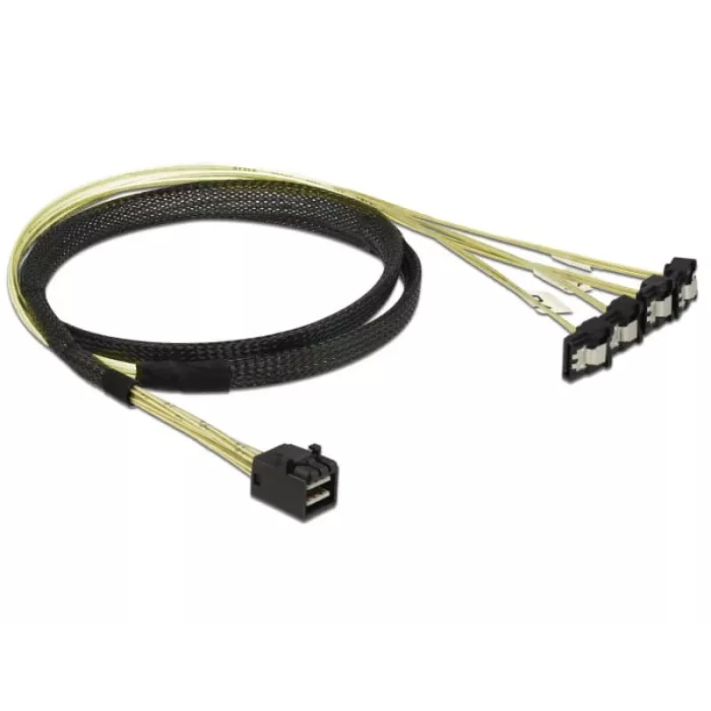 SCSI cable DeLOCK 85685 Black Yellow 1 m 1 x Mini SAS HD SFF-8643 4 x SATA 7 pin