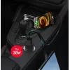Car charger Unitek P1400A with USB-C and USB-A, 38W, Quick Charge 3.0, input 12–24V, black