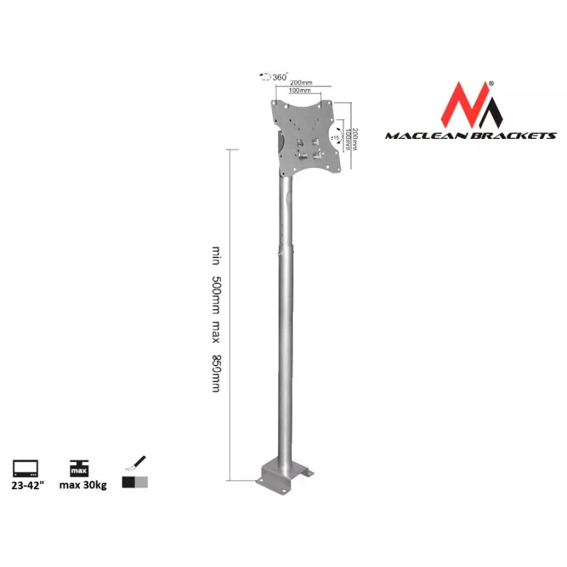 Maclean MC-504A S Adjustable Ceiling Bracket 23-42 30kg