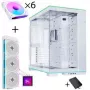 Lian Li O11 Dynamic EVO RGB PC-Enclosure Bundle + HydroShift II LCD-S 360TL AiO + 6x UNI FAN SL-INF 120 Reverse Blade Fan - White
