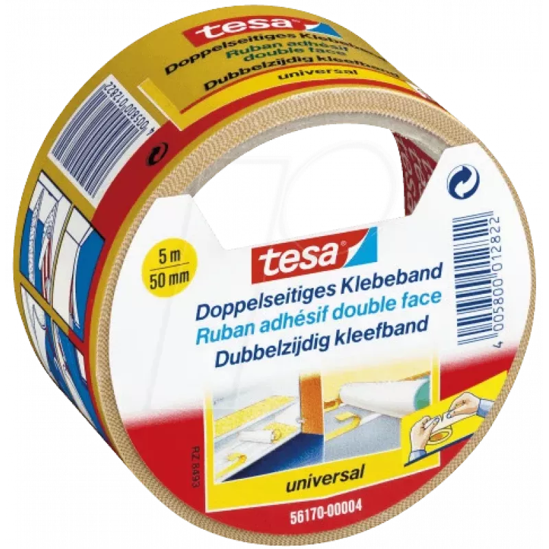 Double-sided tape Tesa 56170, 5 m x 50 mm, permanent adhesive, cloth-backed