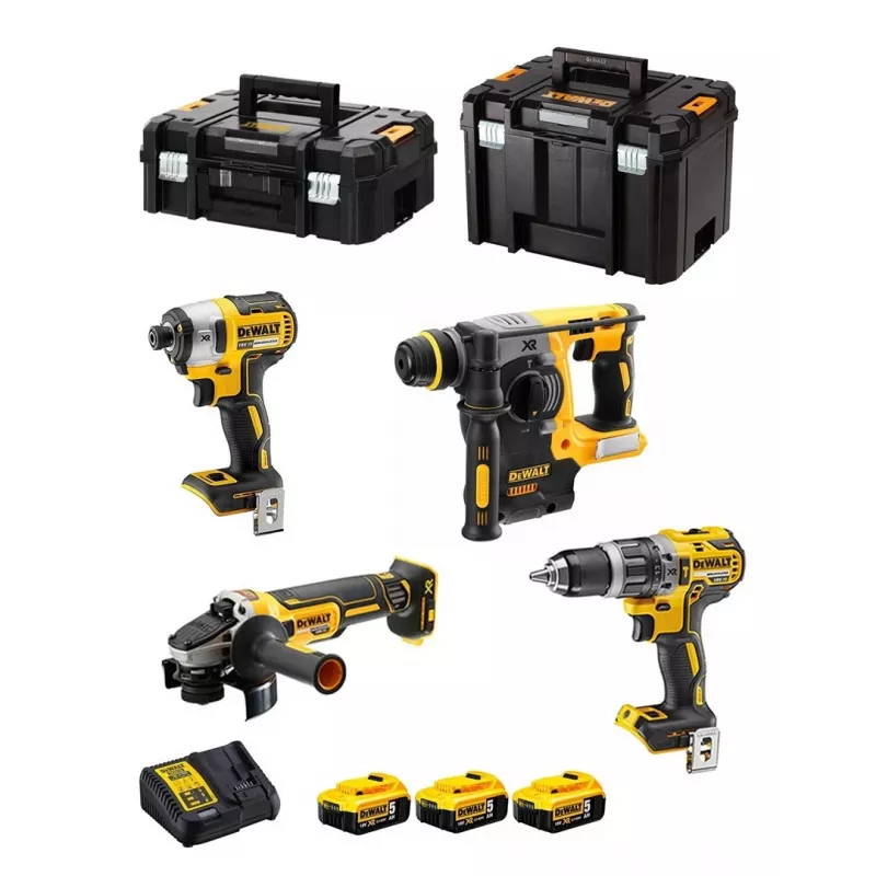 Toolkit DeWalt DCK422P3T-QW cordless combo 18V 5Ah (3 batteries), drill/driver DCD796, rotary hammer, 4 cm wood, 1.3 cm steel