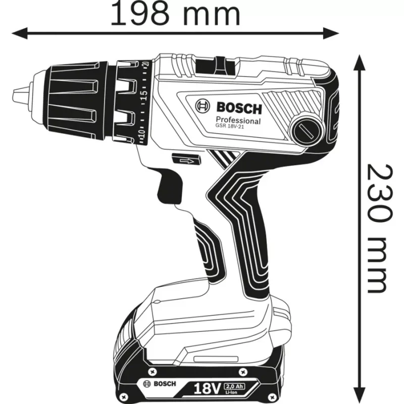 Bosch GSR 18V-21 Professional 1800 RPM 1.2 kg Black, Blue