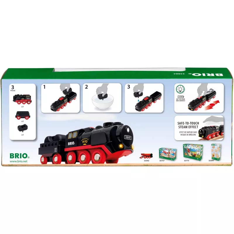 Brio Battery-Powered Steam Locomotive with Water Tank, Ages 3+