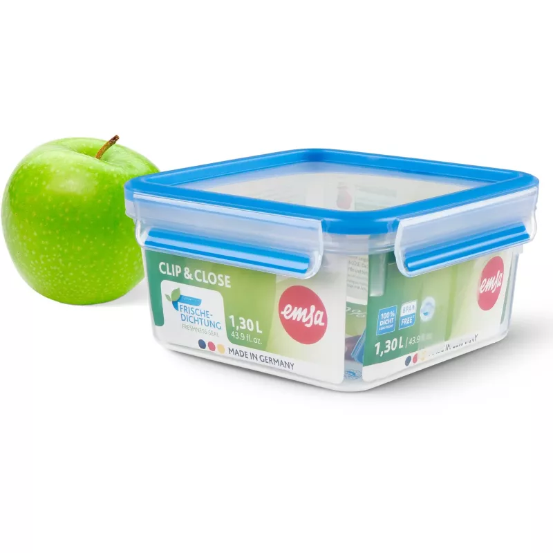 Food storage container EMSA Clip&Close 1.3 L square airtight BPA-free, model 3110600387