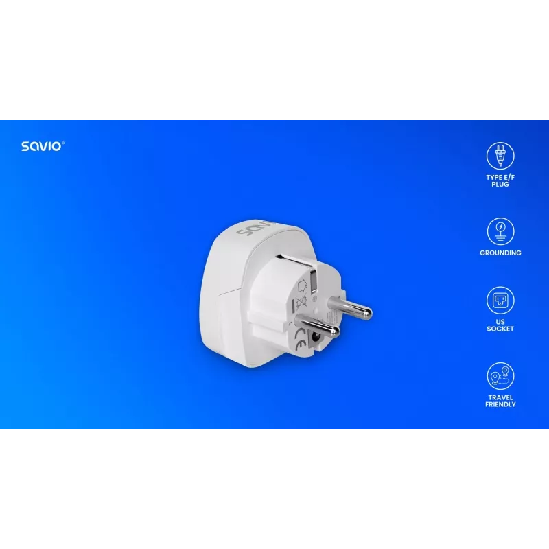 SAVIO AP-01 Travel Adapter, US socket – EU plug