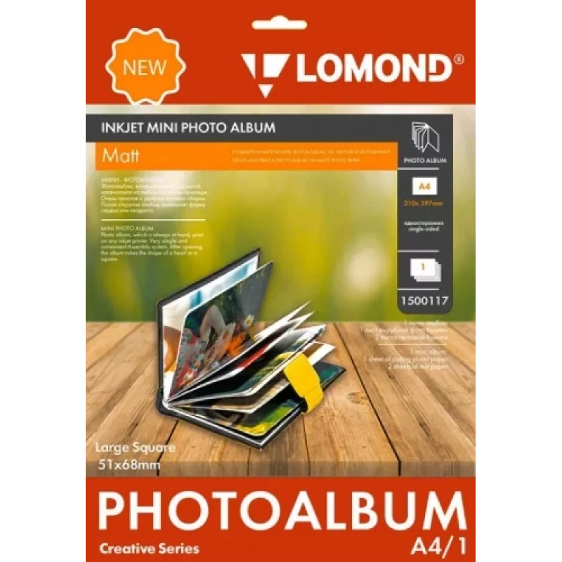 Photo Mini Album Lomond Large Square Matte 51×68 mm — holds small prints, matte pages