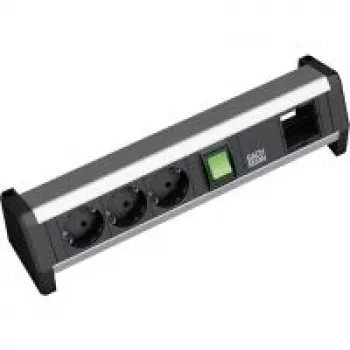 Power Extension Bachmann 3x Schuko 1x GST18 Black Silver