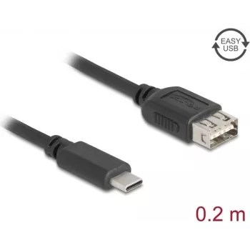 USB cable DELOCK 81534 — USB C to USB A, USB 2.0, 0.2 m, black