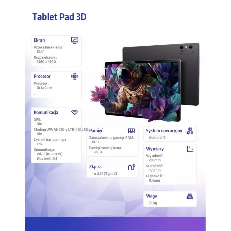 Tablet Nubia Pad 3D 12.4 inch Snapdragon 888 8GB 128GB Android