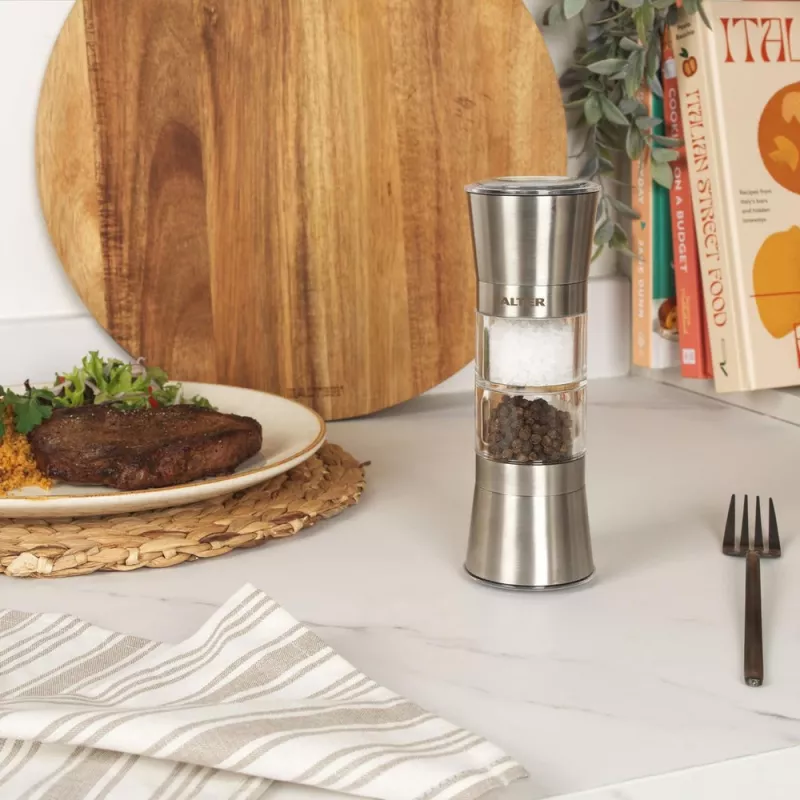 Salt and pepper mill Salter BW12957FEU7 Duo adjustable coarseness, manual tabletop grinder