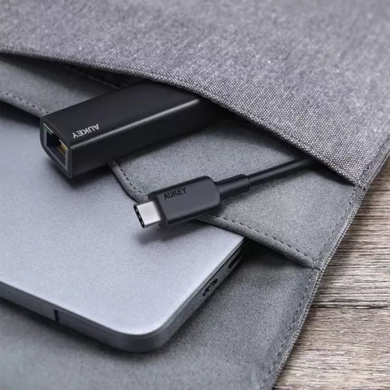 Ethernet Adapter Aukey CB-A30 USB‑C to Gigabit RJ45 10/100/1000 Mbps, USB 3.0, Aluminium, LED indicators