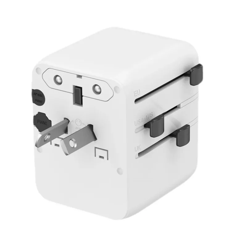 Travel power adapter GEMBIRD TPA-1A2C20-01-W — 20 W, USB-A (18 W) + 2× USB-C (20 W), Type E plug, white