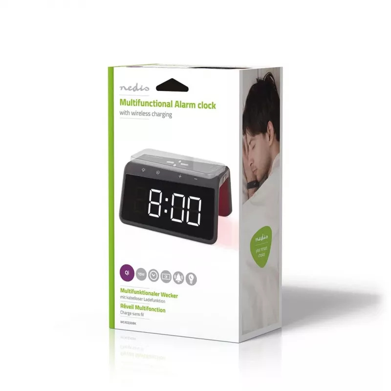 WCACQ30BK, Digital alarm clock, rectangular, black, acrylonitrile-butadiene-styrene (ABS