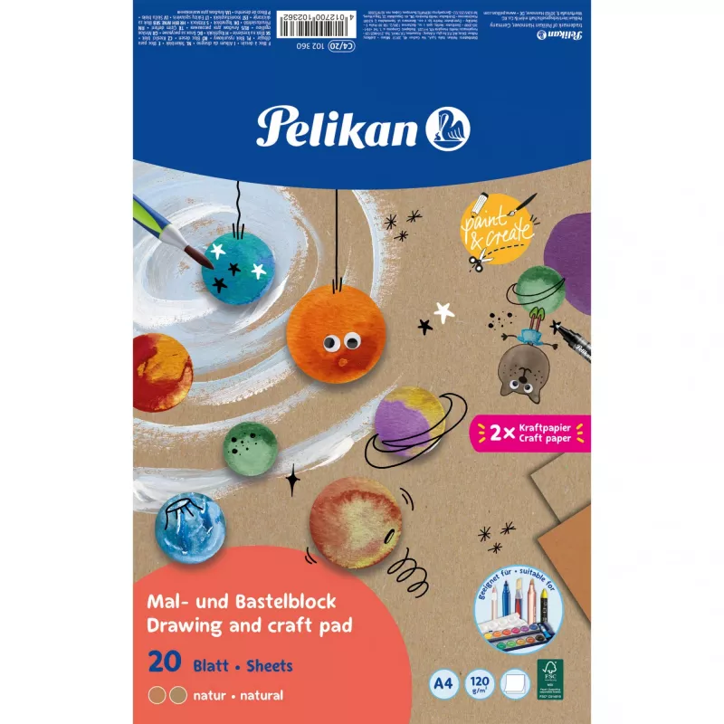 Pelikan Zeichen-and Bastelblock A4.120g/m 20 Sheets Nat. FSC (102360)