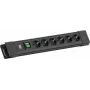 Power strip Bachmann CONNECTUS with 6× CEE7/3 sockets, 1× switch, 2.0 m cable, CEE7/7 plug, black