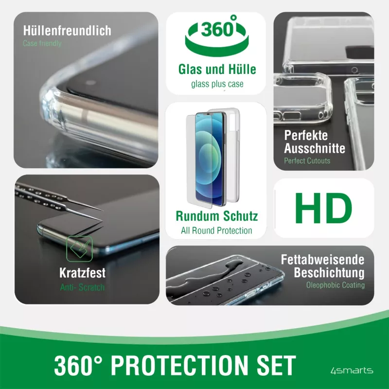 Mobile Phone Case 4smarts 360° Starter Set Transparent 11.9 cm (4.7 inch)