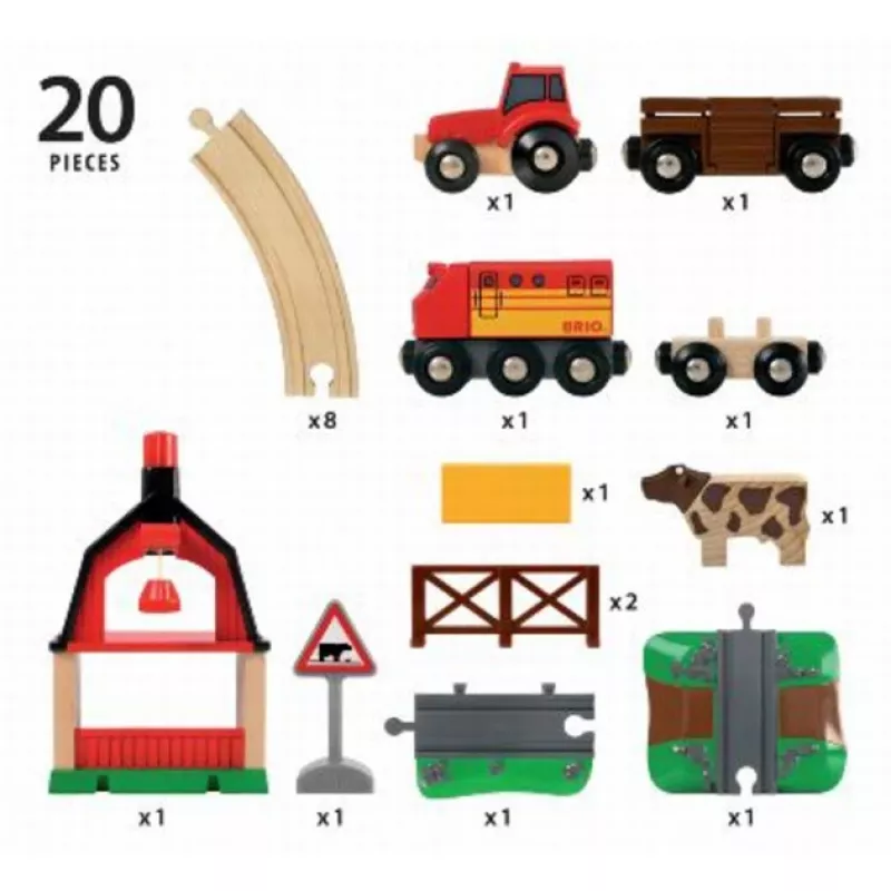 BRIO 33719 Farmyard Train Set, 20 pieces