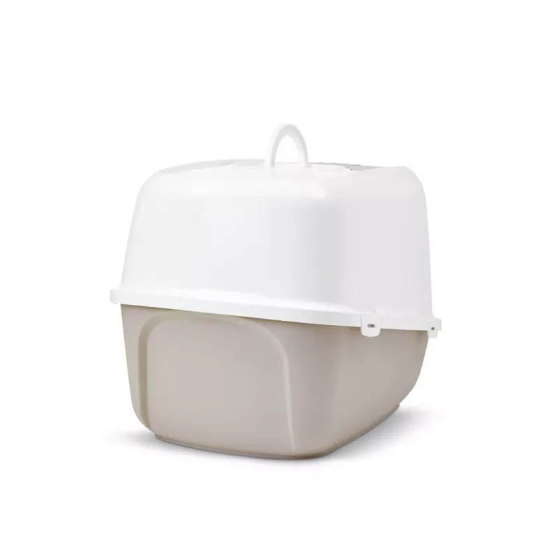 Covered cat litter box Savic Nestor Jumbo, plastic, 66.5×48.5×46.5 cm, Coffee/White