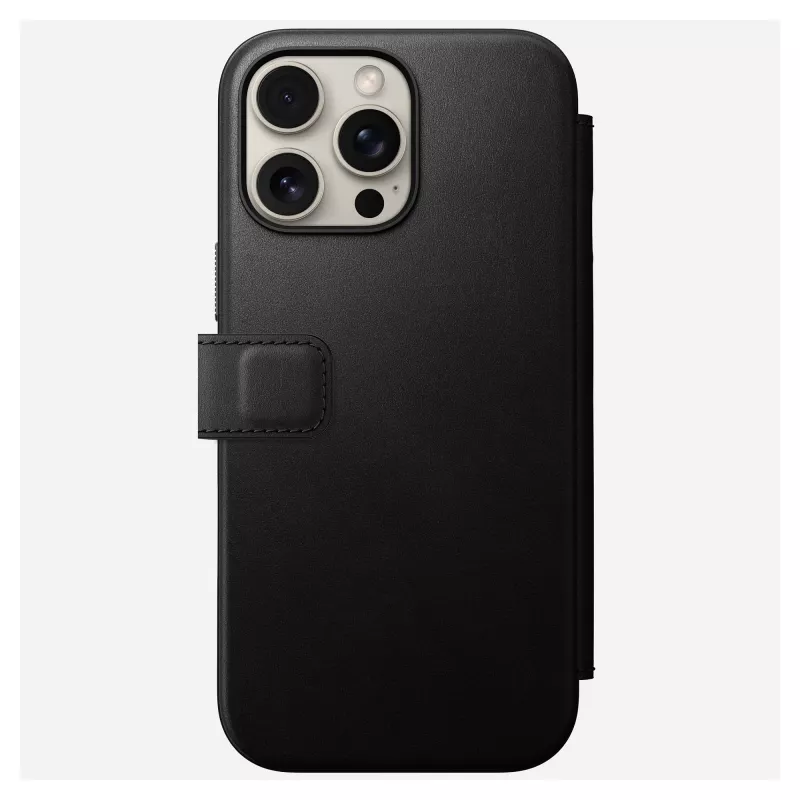 Folio phone case Nomad NM01675785 for Apple phones, fits up to 17.5 cm (6.9 inch), Black, 3 card pockets, desktop stand