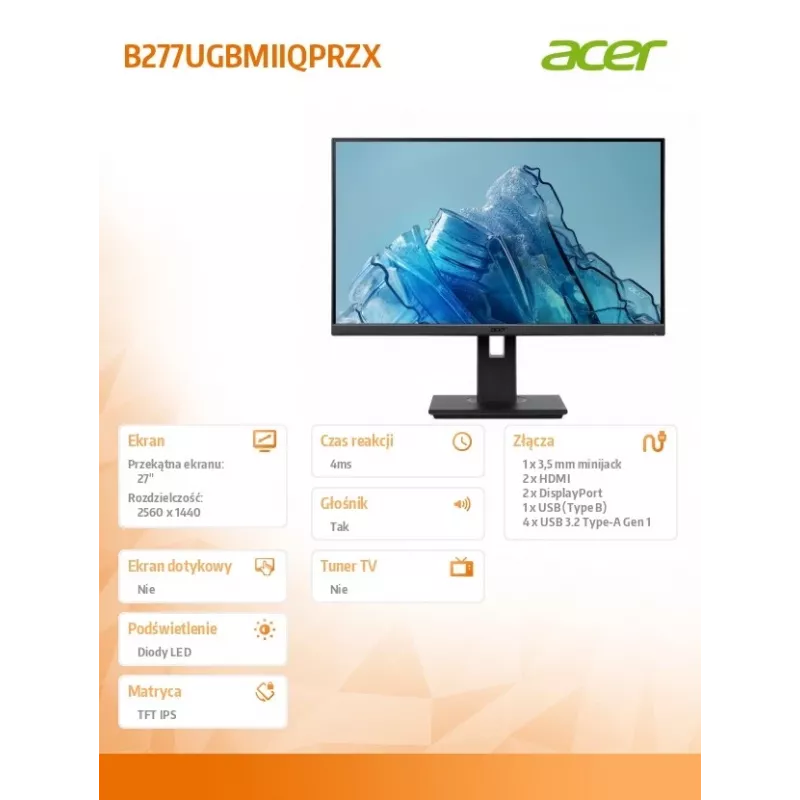 Monitor Acer B277UG 27 inch IPS QHD