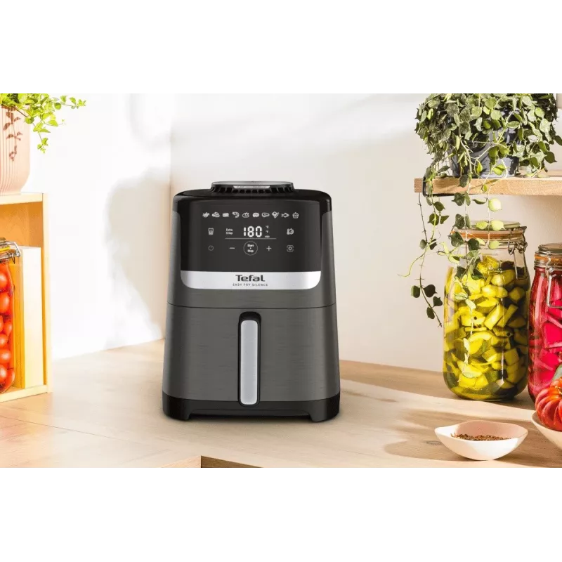 Tefal Easy Fry Silence EY551HE0 fryer Single 5 L Stand-alone Hot air fryer Black, Grey, Stainless steel