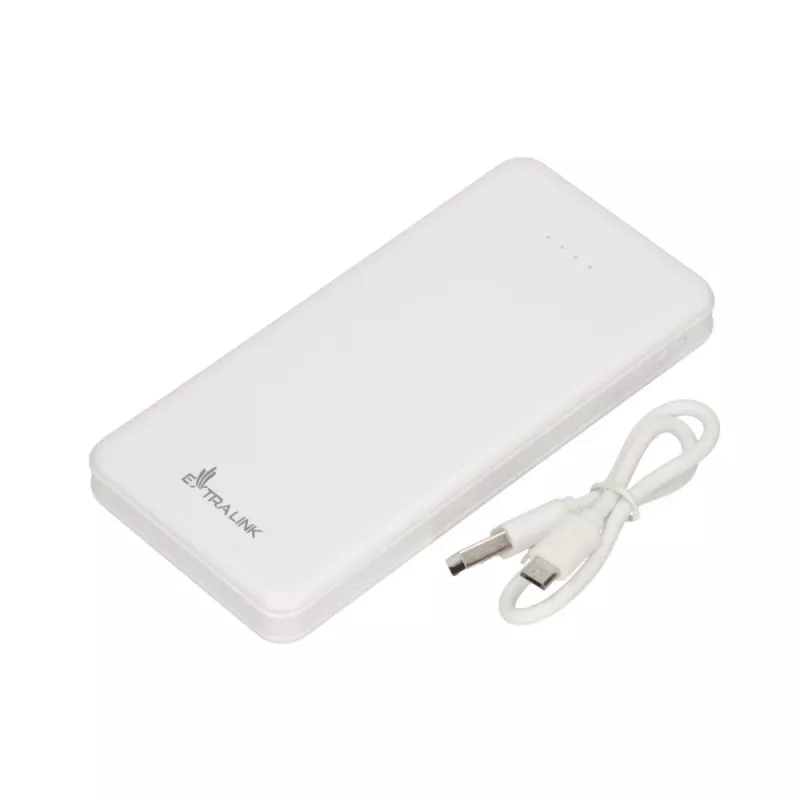 Power bank Extralink EPB-078W 10000 mAh White, USB-C, 10 W output, charges up to 2 devices