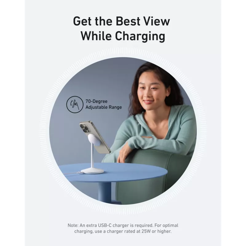 Anker MagGo Headphones White USB Wireless Fast Charging Indoor