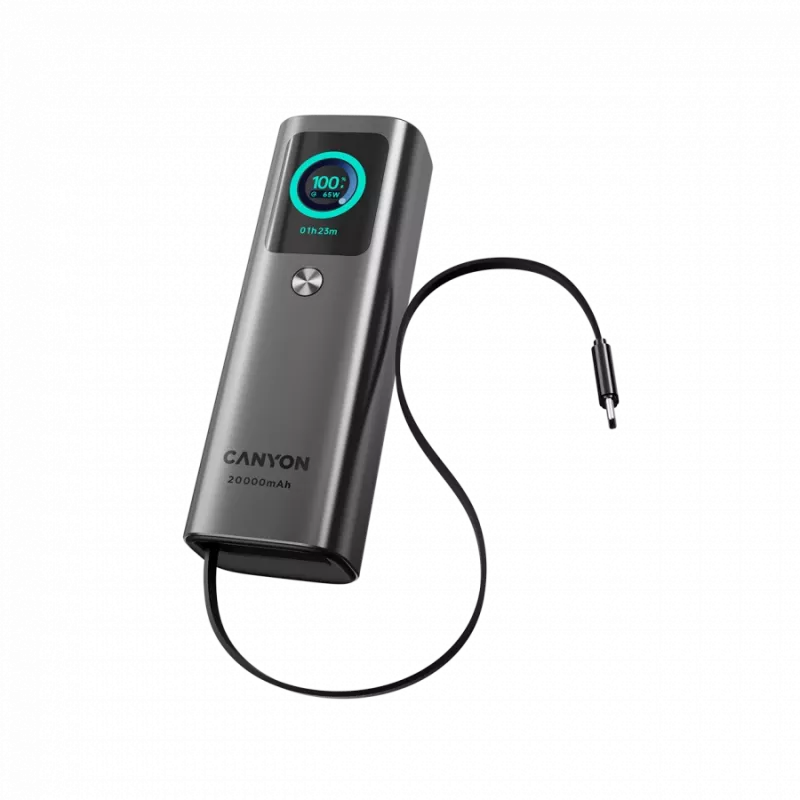 CANYON Built-in cable power bank OnPower 265 20000mAh 165W Aluminium Dark grey