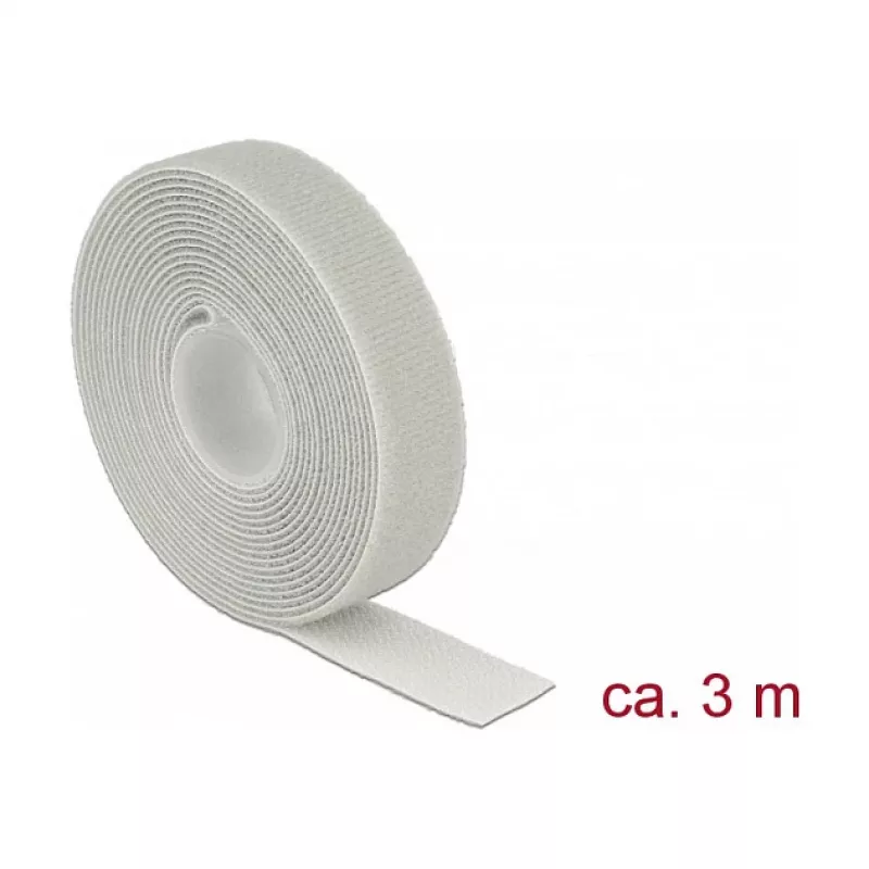Hook-and-loop fastener tape DELOCK 18279 — grey, 20 mm × 3 m, 1 pc