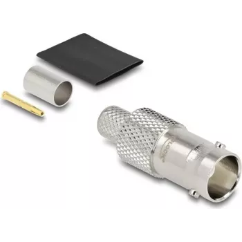 Coaxial BNC female connector DELOCK 91775 for crimping RG‑6 with heat‑shrink tube