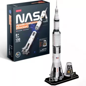 3D Puzzle cubicfun Apollo Saturn Rocket model — scale assembly educational kit