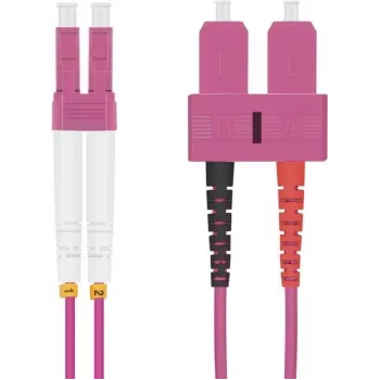 Fiber optic patch cable helos LC–SC duplex 50/125µm OM4 1.5 m